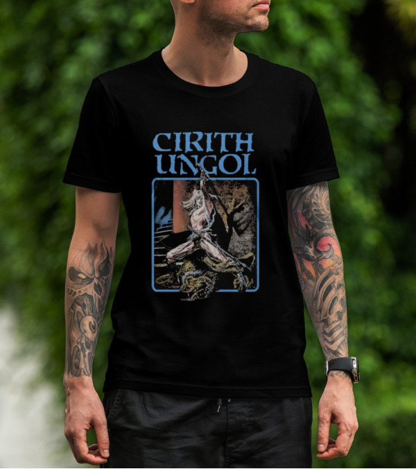 Cirith Ungol Fantasy Warrior And Dragon Battle T-Shirt