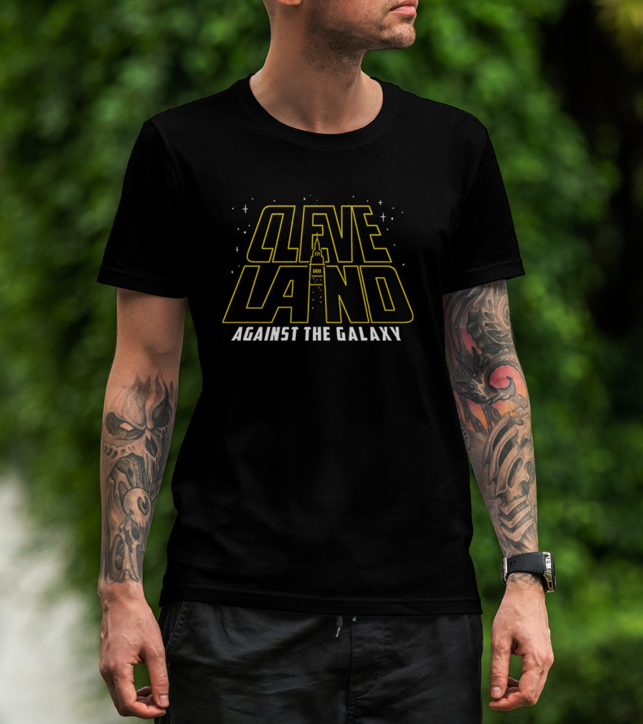 Cleveland Against The Galaxy Tower And Stars Fantasy Style T-Shirt