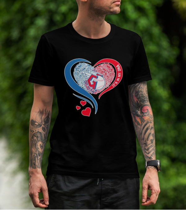 Cleveland Guardians It's In My DNA Heart Baseball Fingerprint T-Shirt