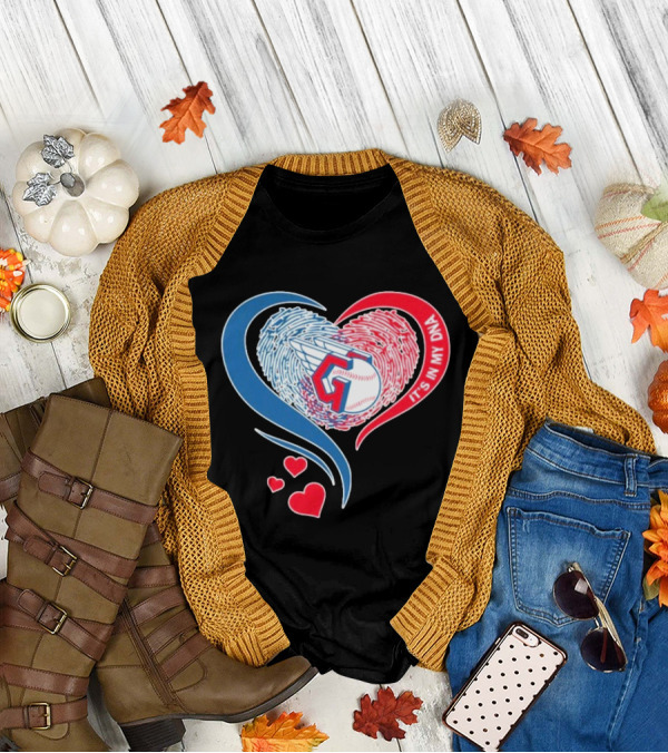 Cleveland Guardians It's In My DNA Heart Baseball Fingerprint T-Shirt