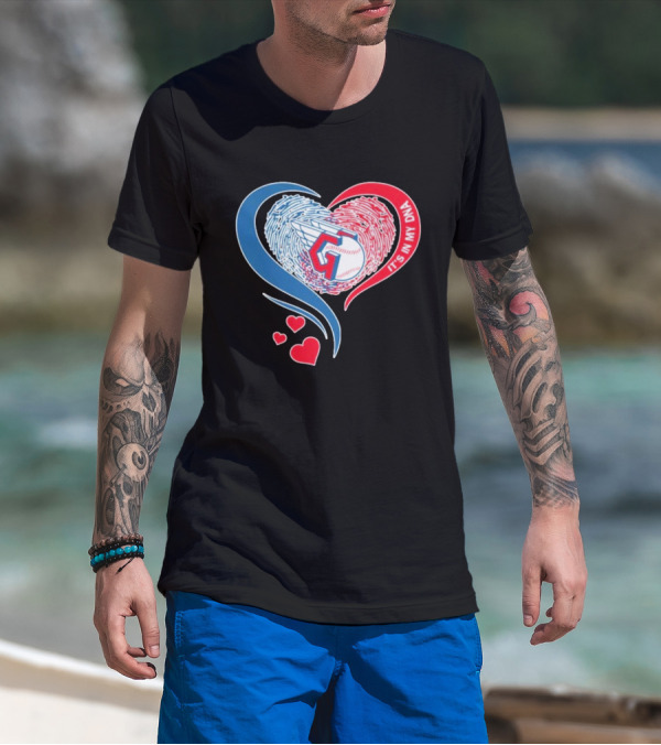 Cleveland Guardians It's In My DNA Heart Baseball Fingerprint T-Shirt