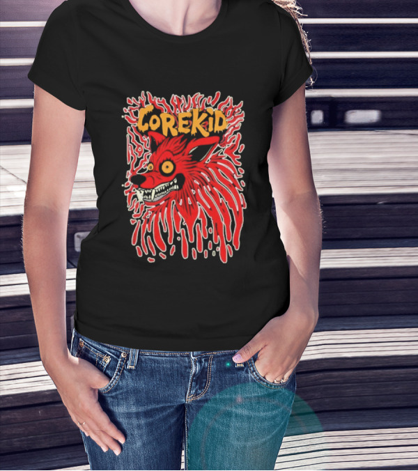 Corekid Blood Wolf Fiery Red Canine Artwork T-Shirt