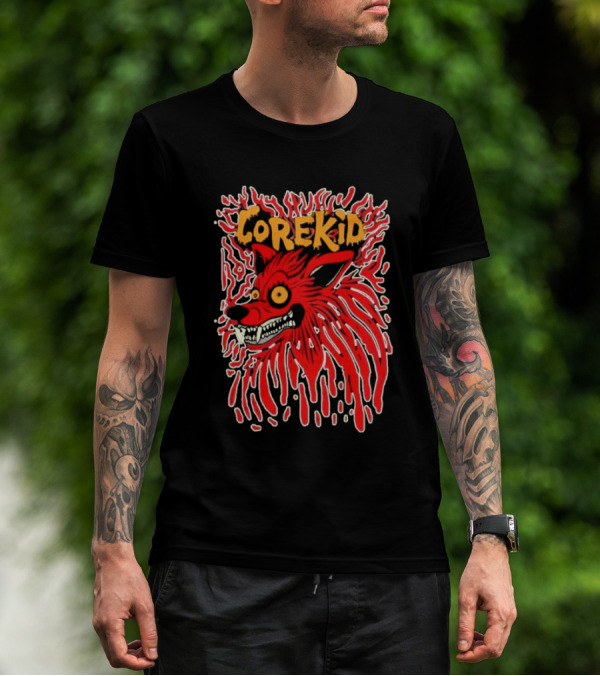 Corekid Blood Wolf Fiery Red Canine Artwork T-Shirt