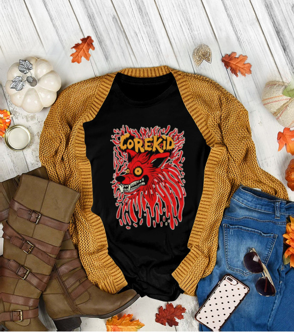 Corekid Blood Wolf Fiery Red Canine Artwork T-Shirt