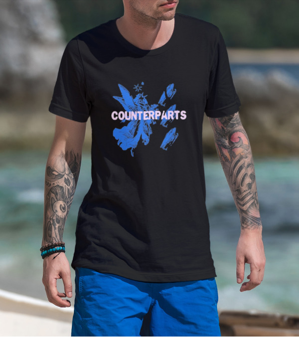 Counterparts Angel Eulogy Blue Angelic Figure With Pink Typography T-Shirt