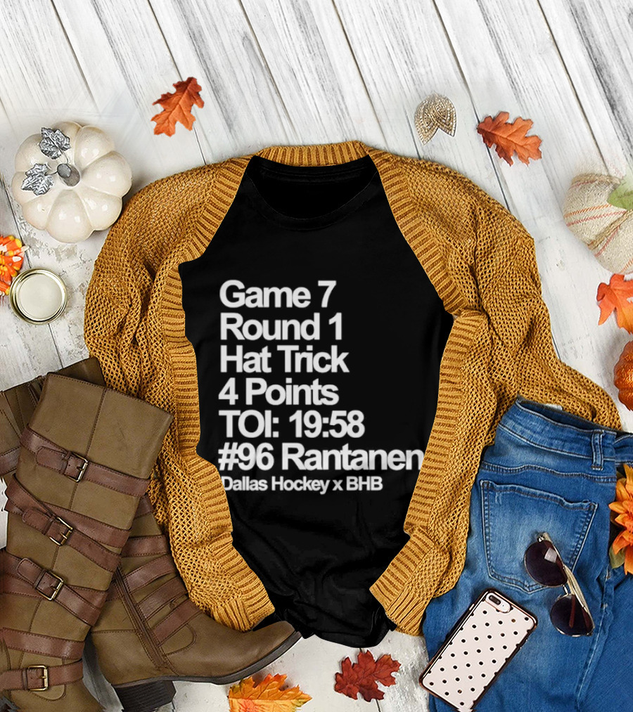 Dallas Hockey Game 7 Round 1 Hat Trick 4 Points TOI 19:58 #96 Rantanen T-Shirt