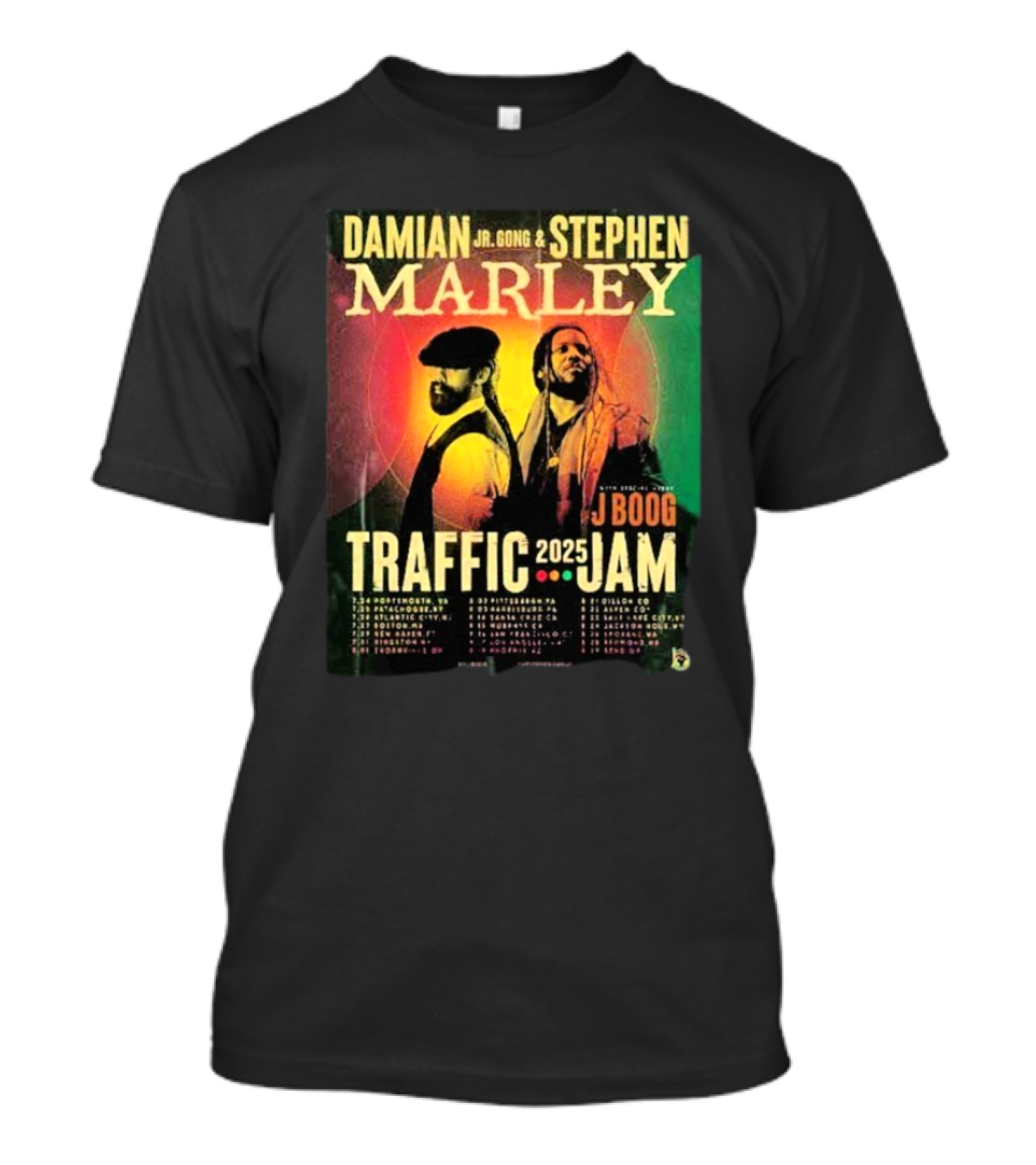 Damian Jr. Gong Marley Stephen Marley Traffic Jam 2025 J Boog Tour Dates T-Shirt