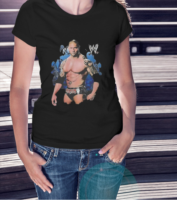 Dave Batista WWE Thrashed Distressed Wrestling W Champion T-Shirt