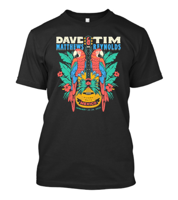 Dave Matthews Band Tim Reynolds Mexico January 23-26 2025 Parrot Guitar Tropical Event T-Shirt