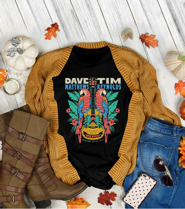 Dave Matthews Band Tim Reynolds Mexico January 23-26 2025 Parrot Guitar Tropical Event T-Shirt