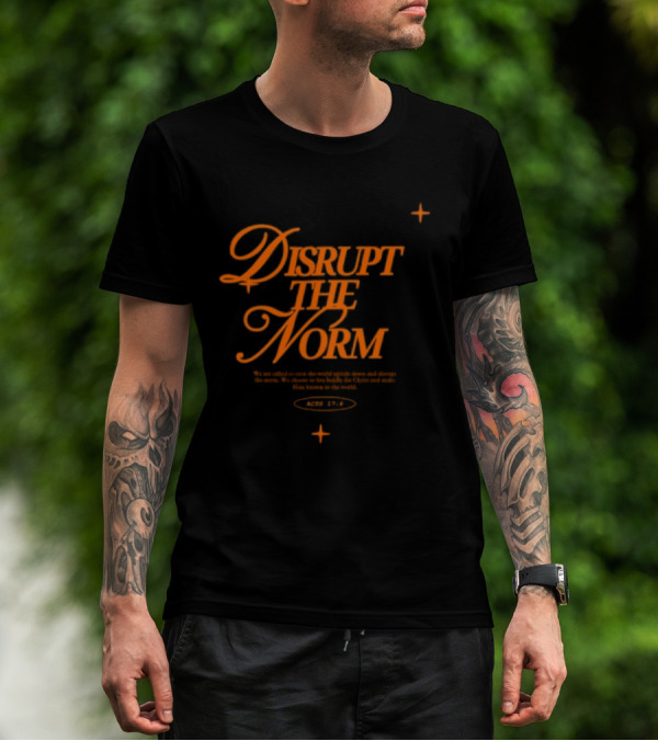 Disrupt The Norm Orange Aesthetic Text With Stars T-Shirt