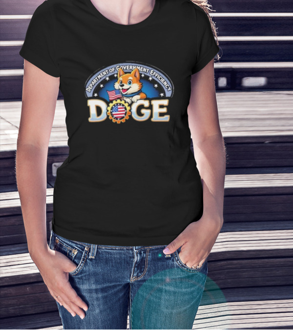 Doge Department Of Government Efficiency American Flag Pup Stars And Stripes T-Shirt