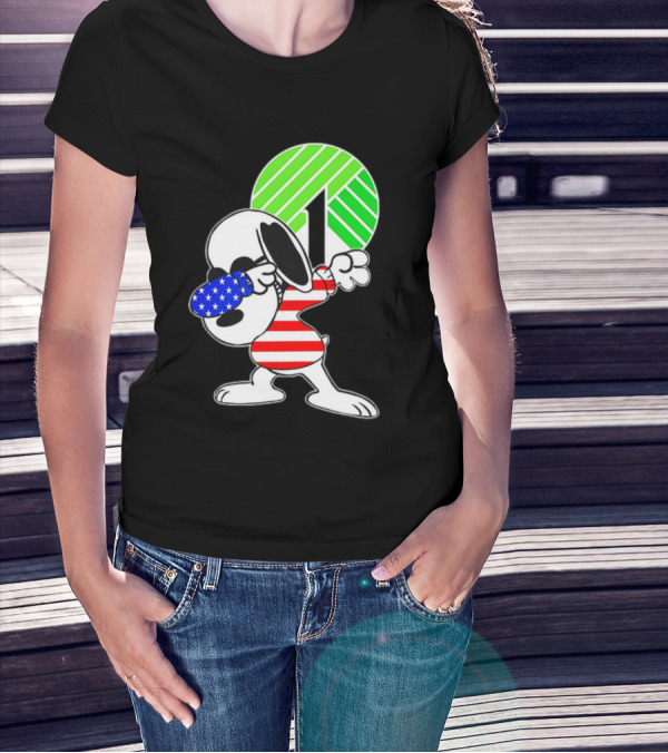 Dollar Tree Snoopy Dabbing American Flag Costume T-Shirt