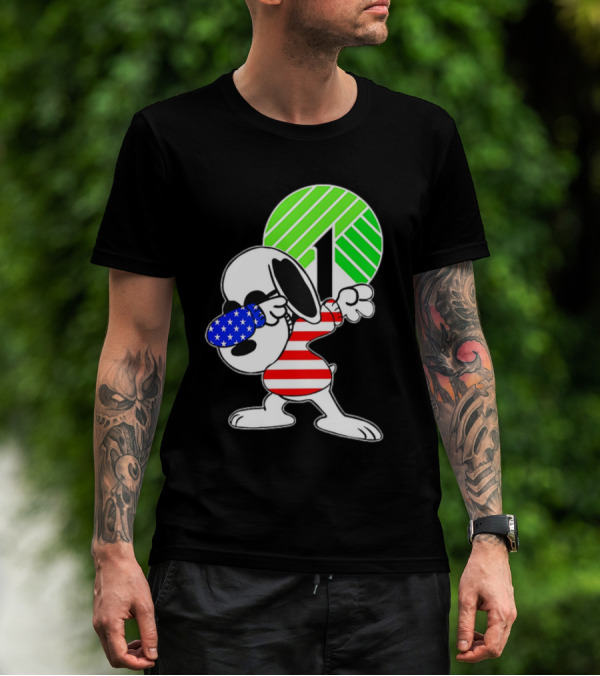 Dollar Tree Snoopy Dabbing American Flag Costume T-Shirt