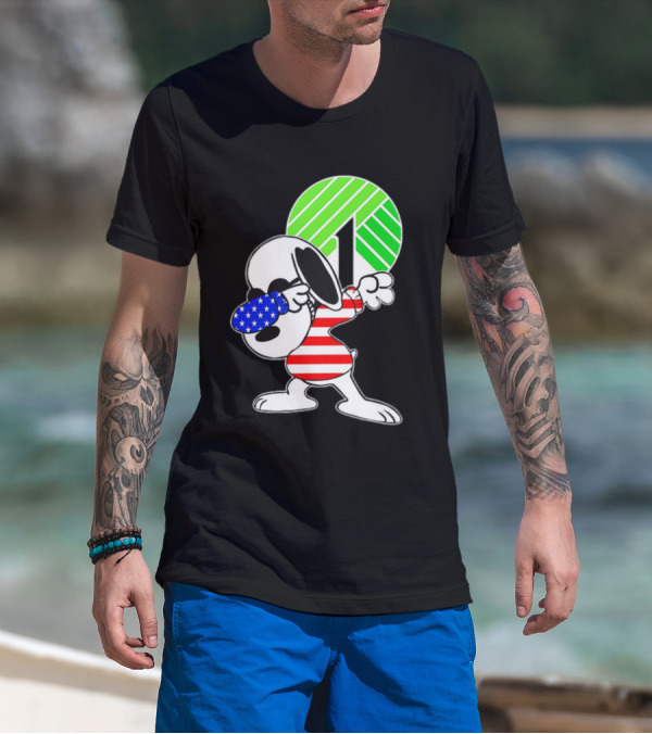 Dollar Tree Snoopy Dabbing American Flag Costume T-Shirt