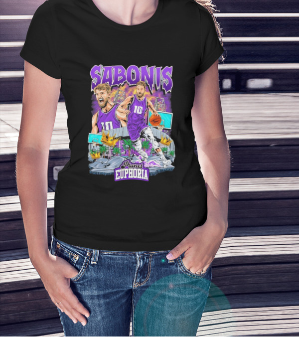 Sabonis Planet Euphoria Basketball Number 10 Purple Jersey T-Shirt