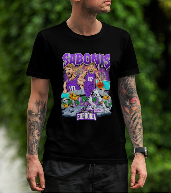 Sabonis Planet Euphoria Basketball Number 10 Purple Jersey T-Shirt