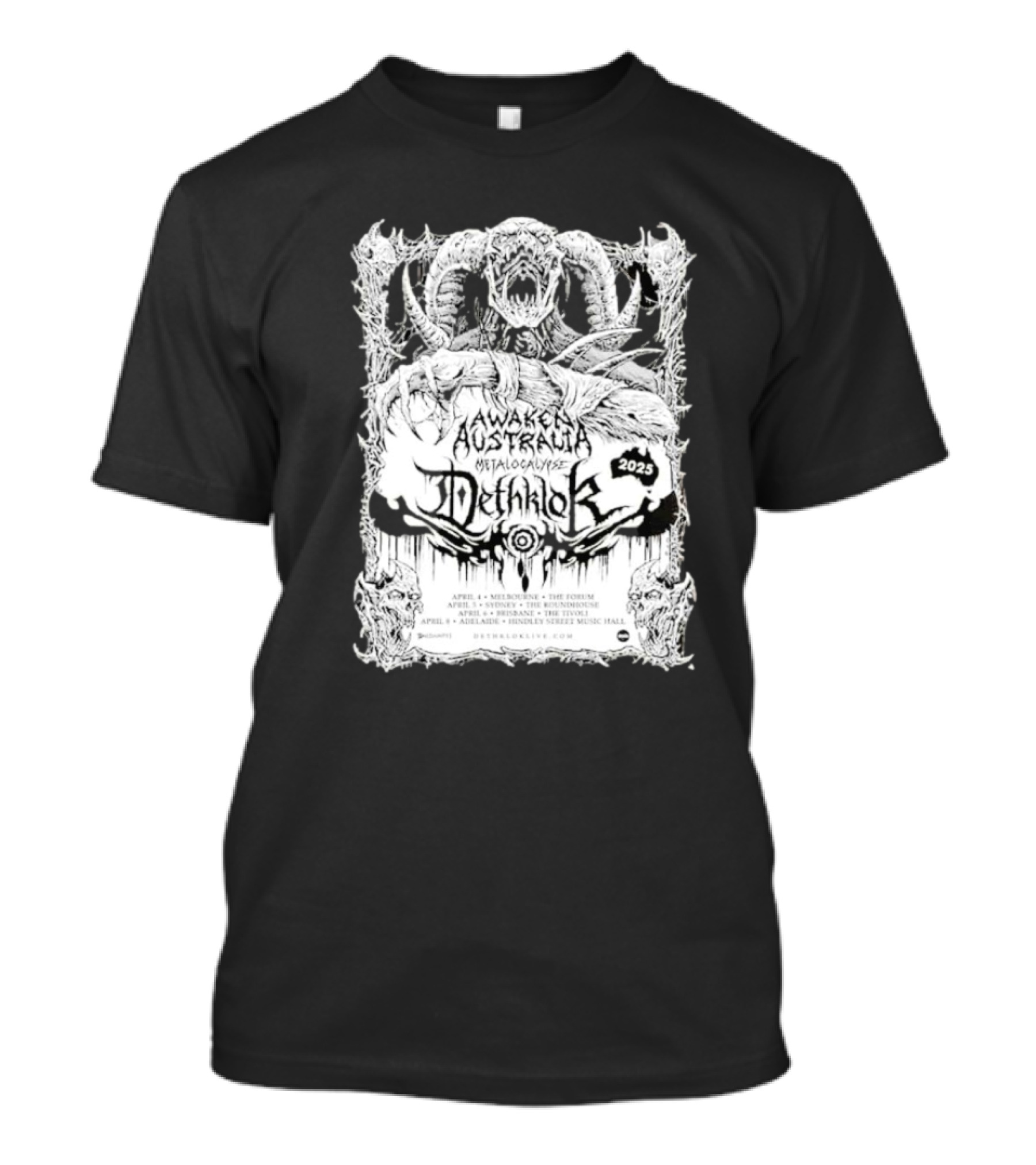 Awaken Australia Metalocalypse Dethklok 2025 Tour Melbourne Sydney Brisbane Adelaide T-Shirt