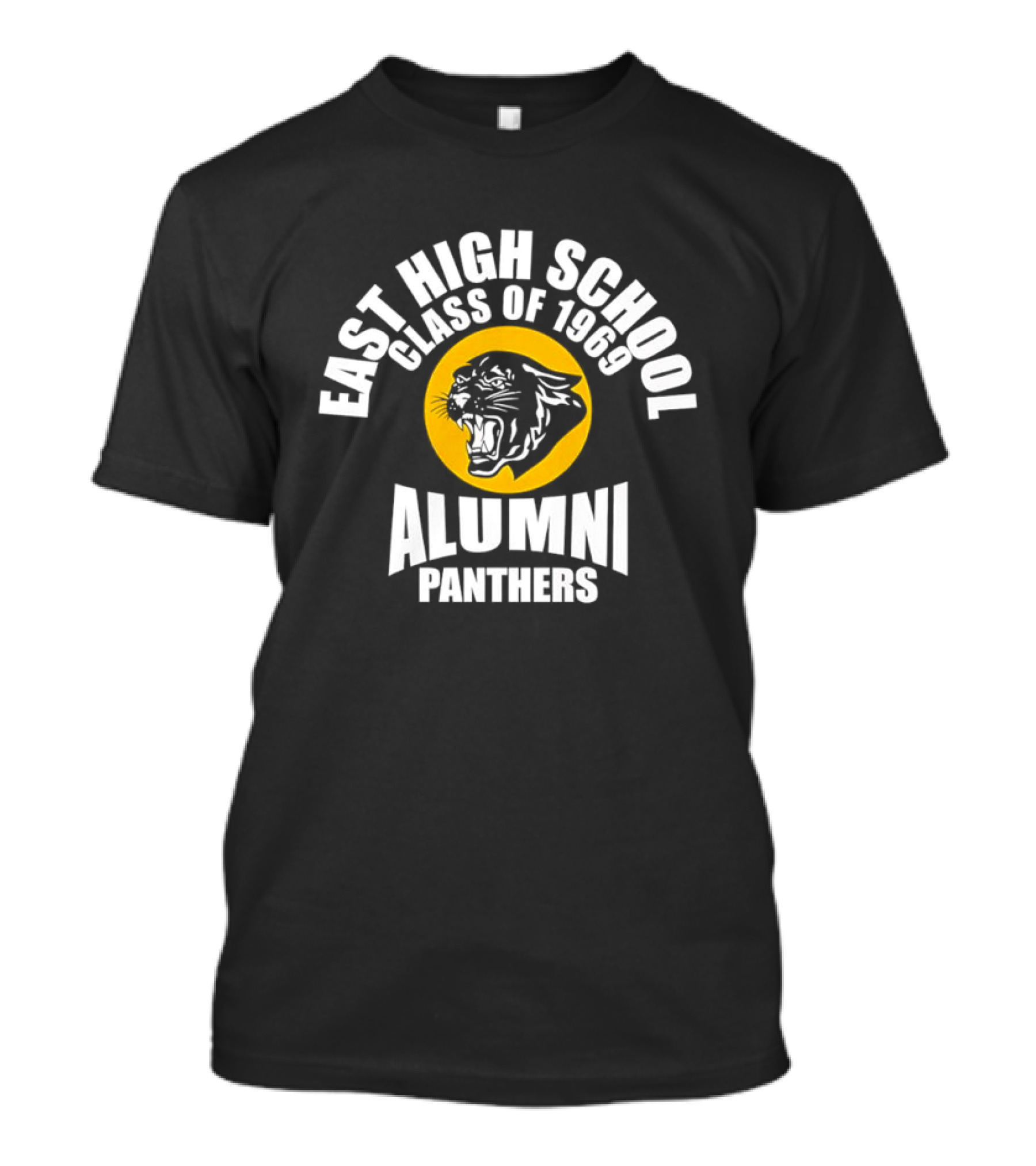 East High School Class Of 1969 Alumni Panthers Logo With Roaring Panther Face T-Shirt