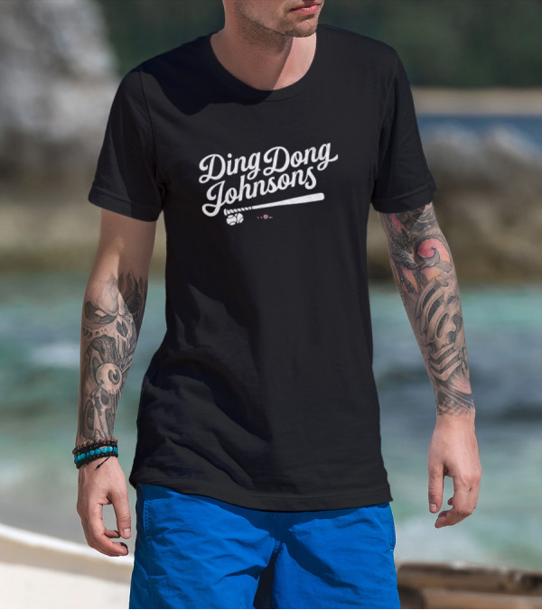 Ding Dong Johnsons Baseball Bat And Ball Retro Style T-Shirt