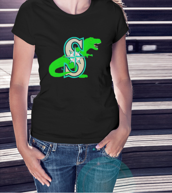 Seattle Mariners Dinosaur Baseball Team Emblem T-Shirt