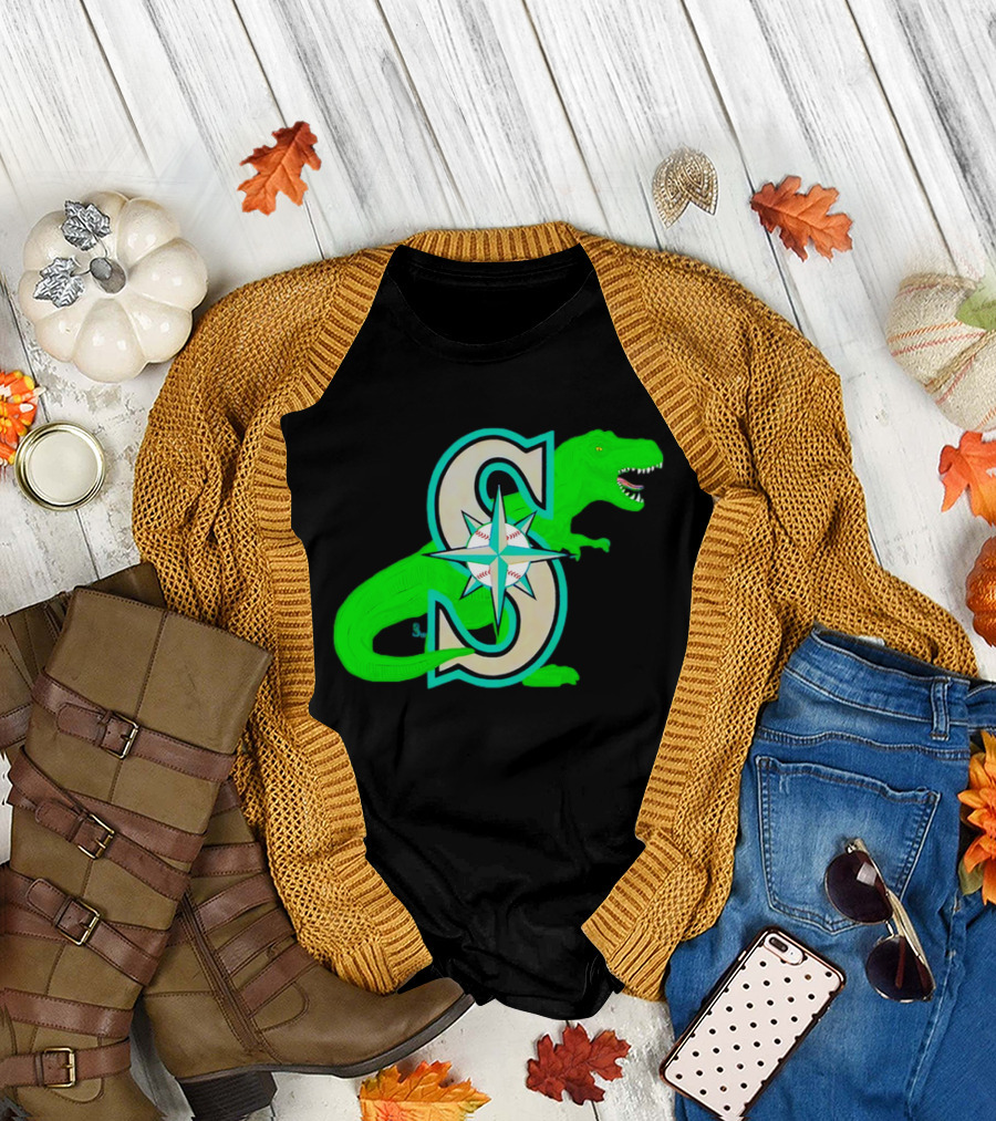 Seattle Mariners Dinosaur Baseball Team Emblem T-Shirt