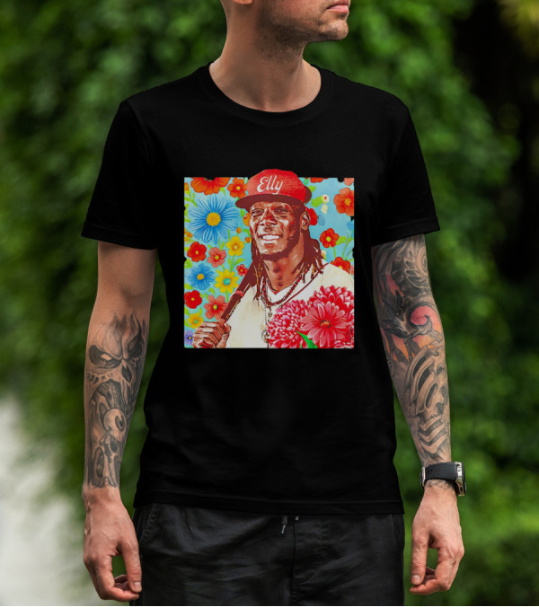 Elly De La Cruz Cincinnati Reds Floral Baseball Imagery T-Shirt