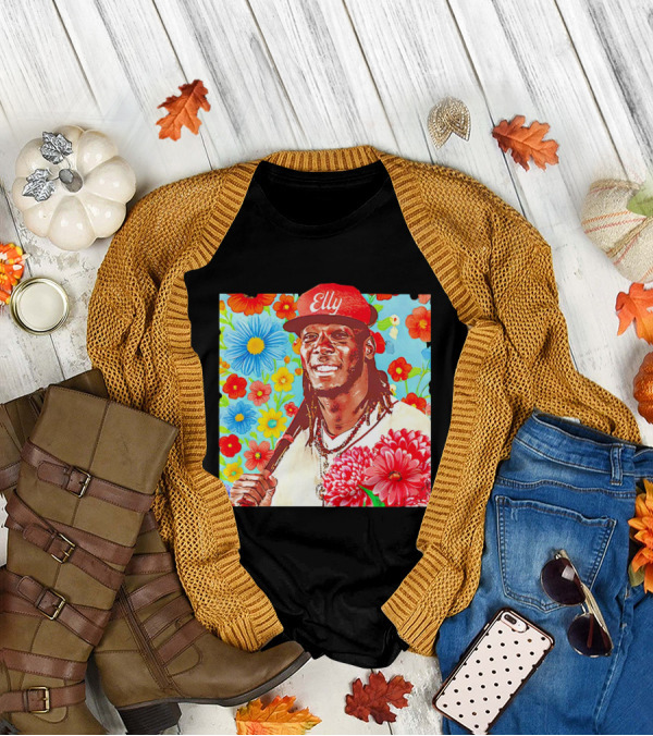 Elly De La Cruz Cincinnati Reds Floral Baseball Imagery T-Shirt