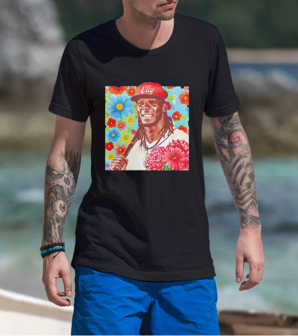 Elly De La Cruz Cincinnati Reds Floral Baseball Imagery T-Shirt