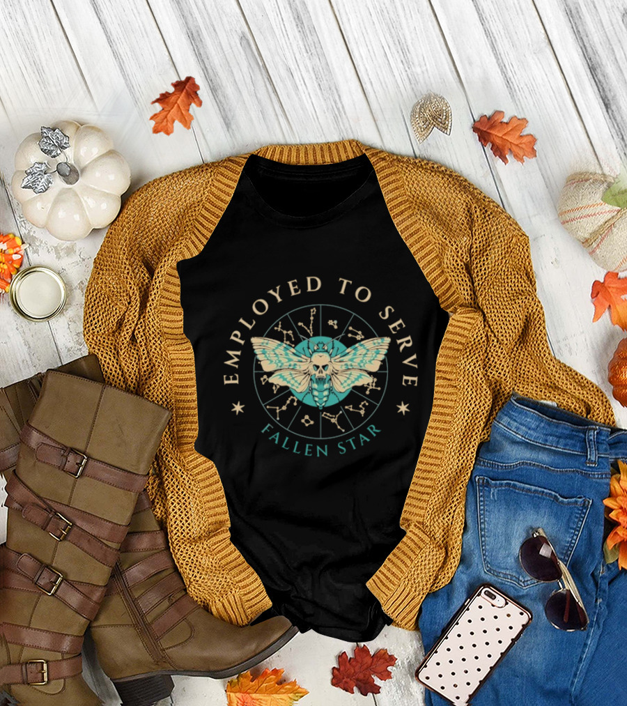 Employed To Serve Fallen Star Moth Astrology Circle T-Shirt