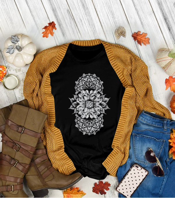 Employed To Serve Floral Mandala Style T-Shirt
