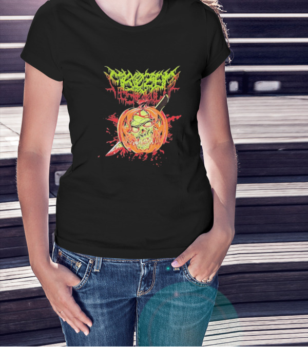 Frozen Soul Pumpkin Skull Knife Horror Graphic T-Shirt