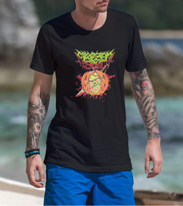 Frozen Soul Pumpkin Skull Knife Horror Graphic T-Shirt