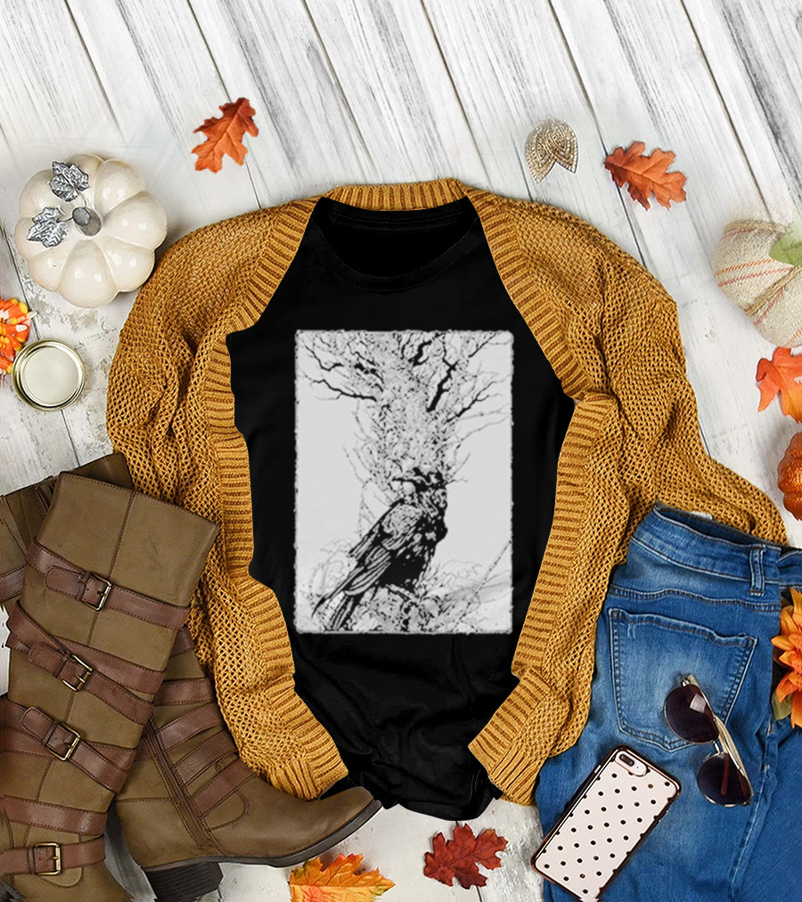 Fajar Allanda Raven Crow Art by Fajar Aeon Tree Illustration T-Shirt