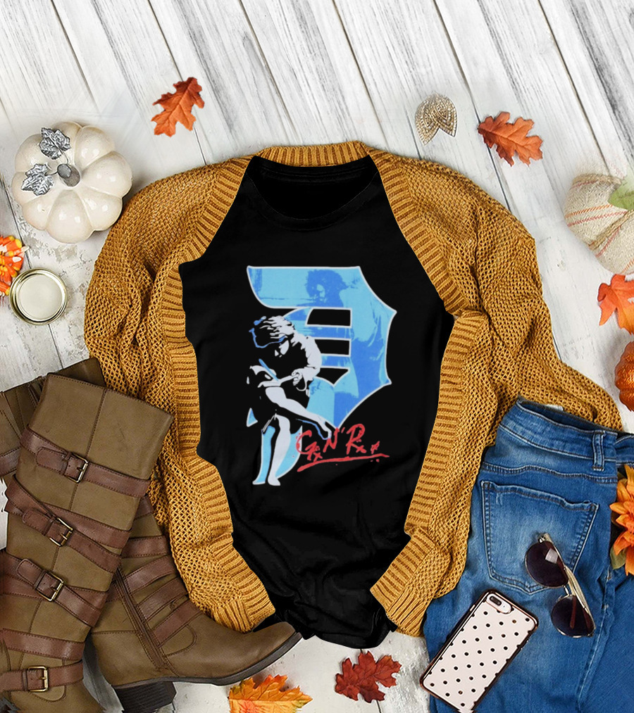 Guns N' Roses GNR Blue Dirty P Baseball Style Iconic Print T-Shirt