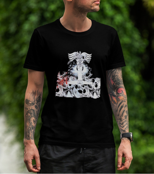 Ghost Supply Rare Rivalry Nordic Inspired Winged Cross And Serpent Motif T-Shirt