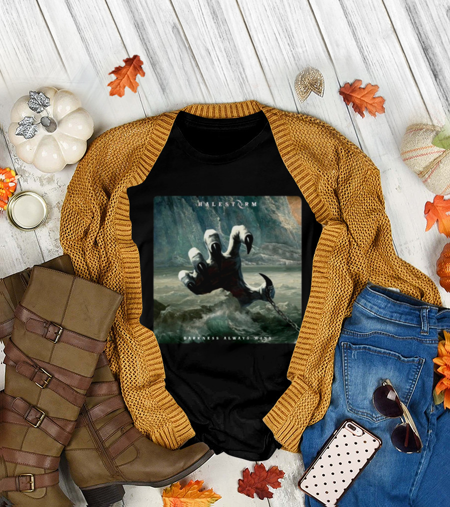 Halestorm Darkness Always Wins Album Cover Clawed Hand Emerging from Ocean T-Shirt