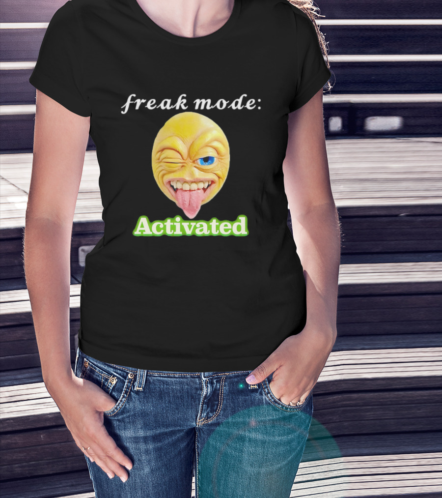Freak Mode Activated Winking Tongue Out Emoji T-Shirt