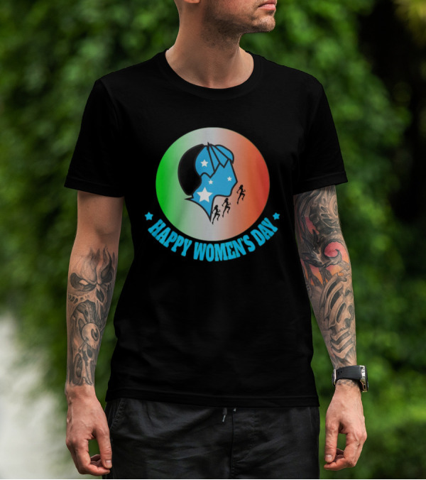 Happy Women's Day Tricolor Silhouette And Stars T-Shirt