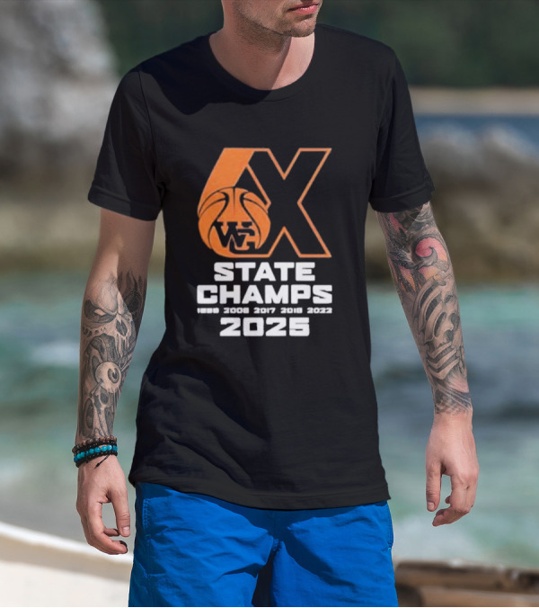 6X WG State Champs 2025 With Basketball Graphic T-Shirt