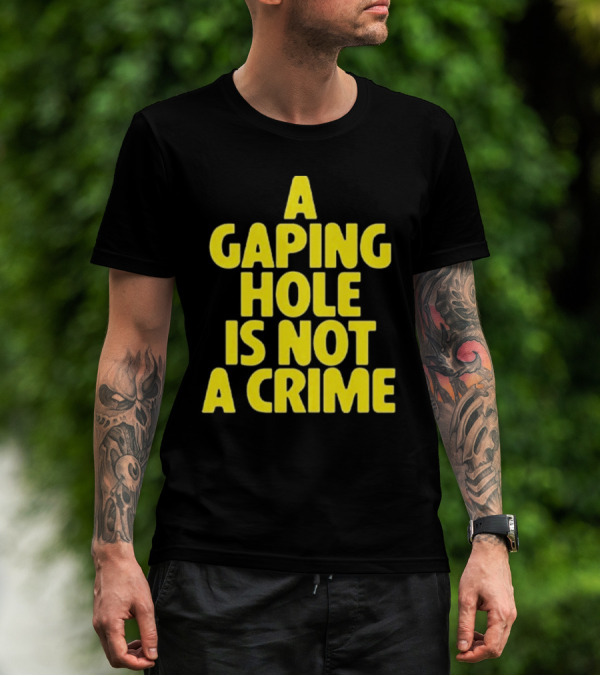 A Gaping Hole Is Not A Crime Yellow Text T-Shirt