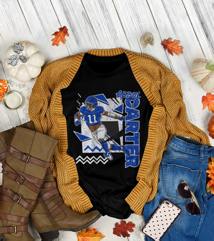 Abdul Carter New York 90s Style Blue Football 11 Retro Athletic Look T-Shirt