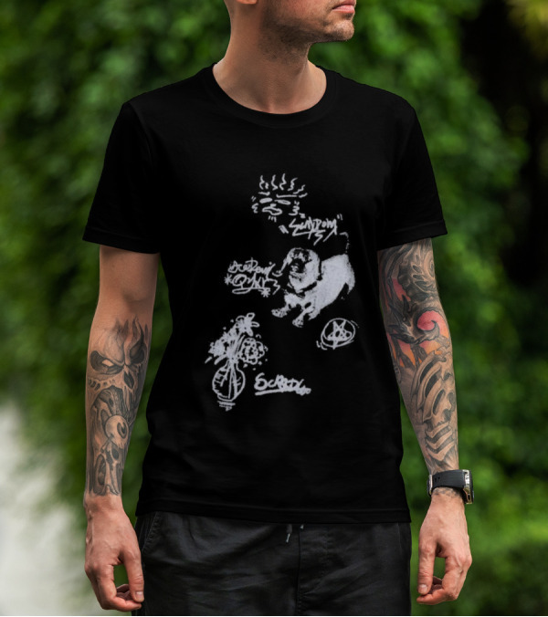 Aelfric Eden Graffiti Dog Flower Crown Art Doodle T-Shirt