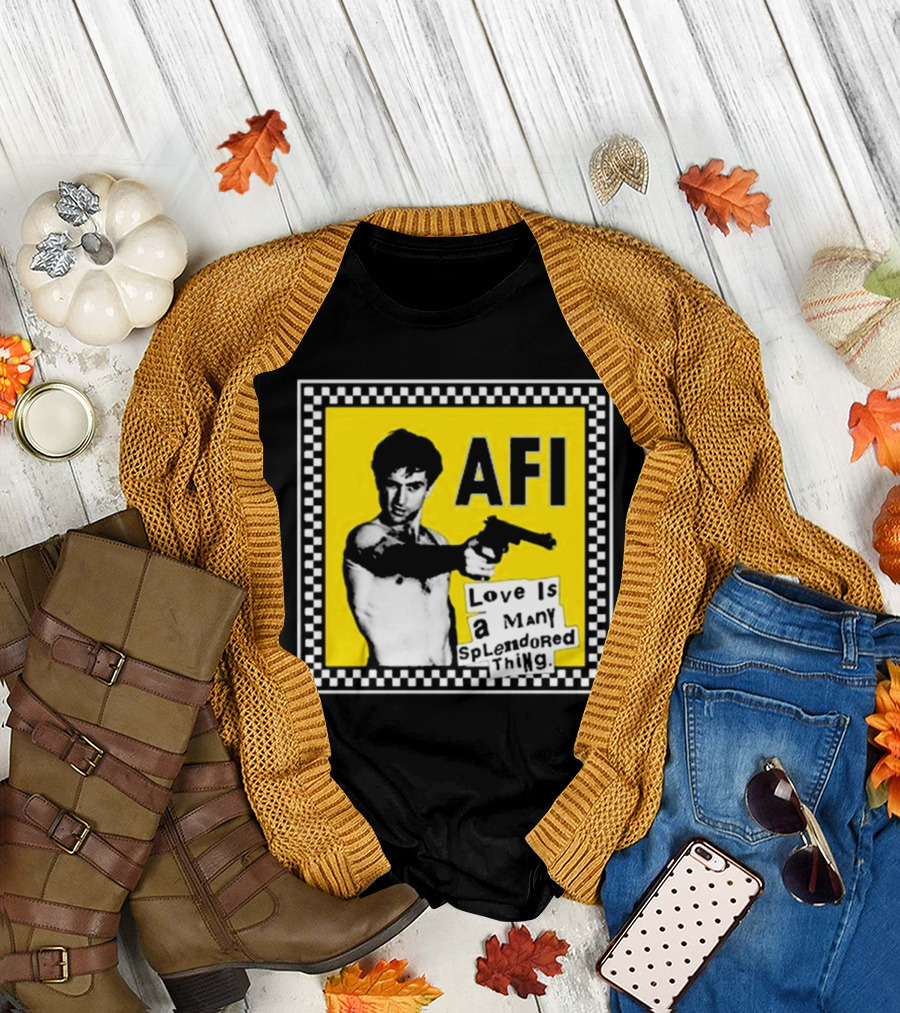 AFI Love Is a Many Splendored Thing Yellow Checkerboard Background T-Shirt