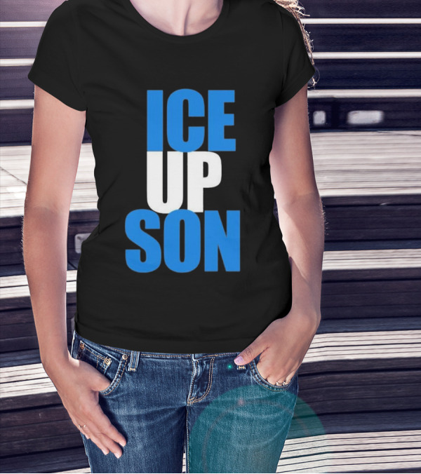 Albert Breer Ice Up Son Bold Blue And White Text T-Shirt