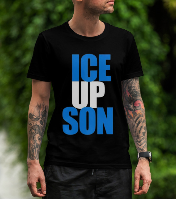 Albert Breer Ice Up Son Bold Blue And White Text T-Shirt