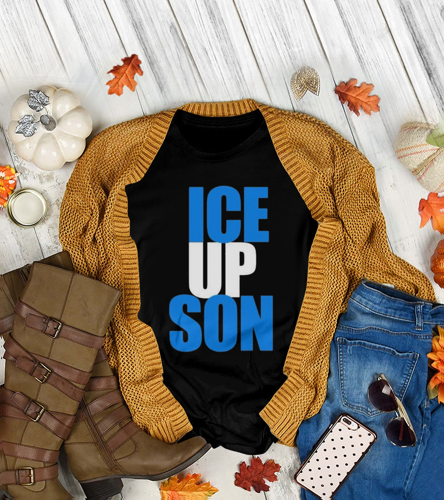 Albert Breer Ice Up Son Bold Blue and White Text T-Shirt
