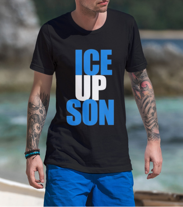 Albert Breer Ice Up Son Bold Blue And White Text T-Shirt