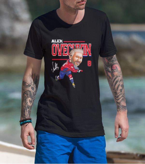 Alex Ovechkin Washington Capitals NHL Vintage Cartoon Signature 8 T-Shirt