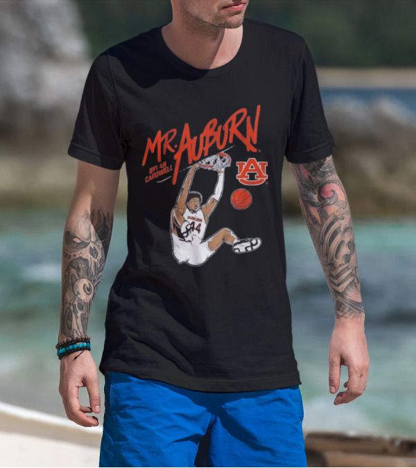Auburn Basketball Dylan Cardwell Mr. Auburn Slam Dunk Graphic T-Shirt